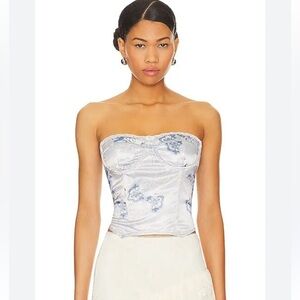 Superdown Floral Blue and White Bustier/ Corset!